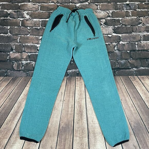 Vintage Polaris Polartec Blue Teal Fleece Sweatpants Snowmobile USA RARE Size M - Picture 4 of 13